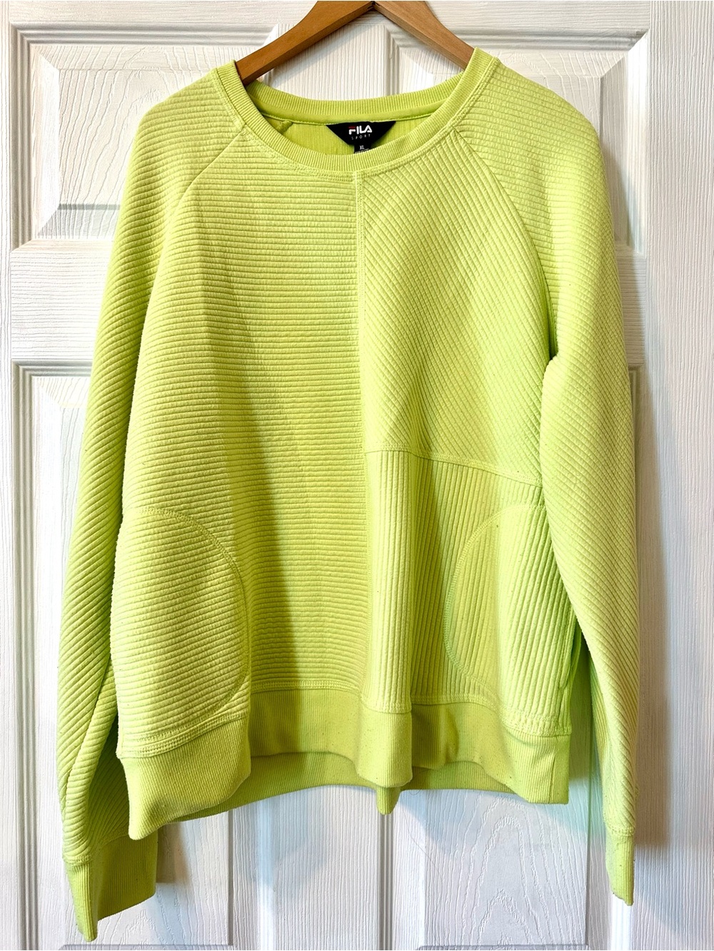FILA Lime Green Ribbed Crewneck Sweatshirt